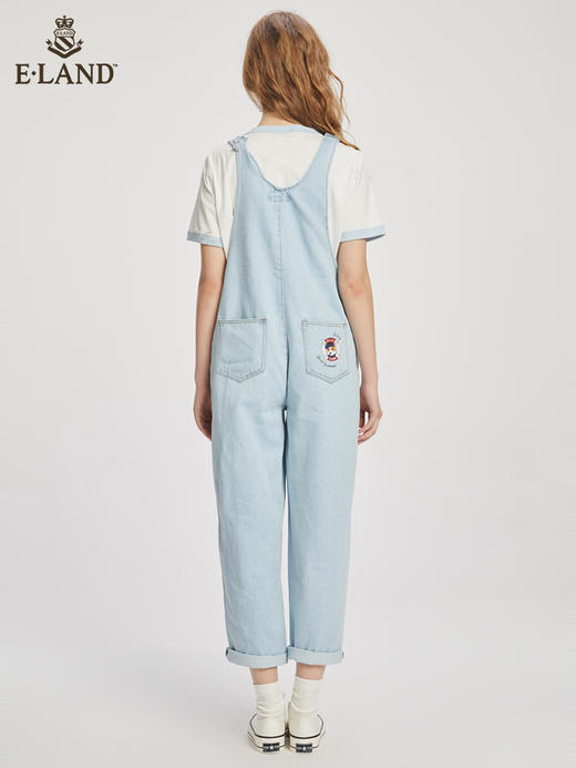 ELAND衣恋元气俏皮甜美可爱显瘦直筒背带牛仔裤女EETJC24Q1N 商品图2