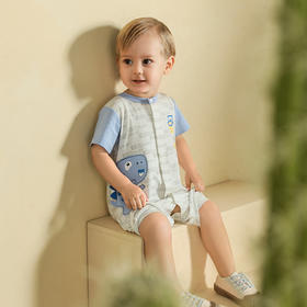 棉果果夏季男童纯棉对开短袖连体衣M212722222280
