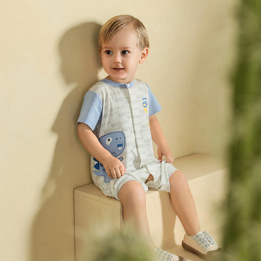 棉果果夏季男童纯棉对开短袖连体衣M212722222280 商品图0