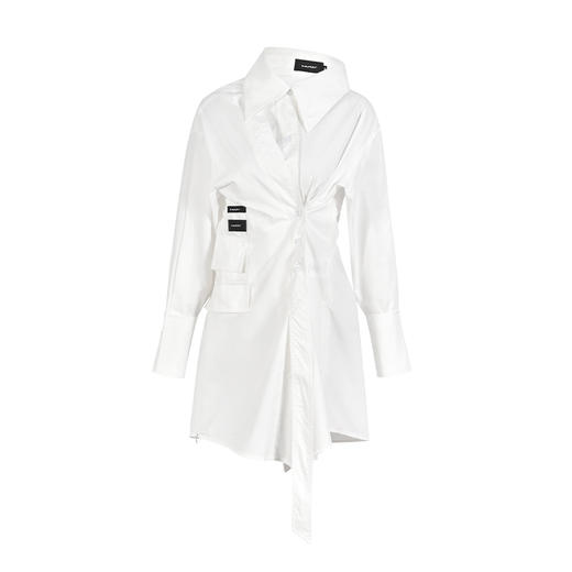   NUTH白色中长款多穿法衬衫春季新款青春时尚休闲衬衣 商品图4