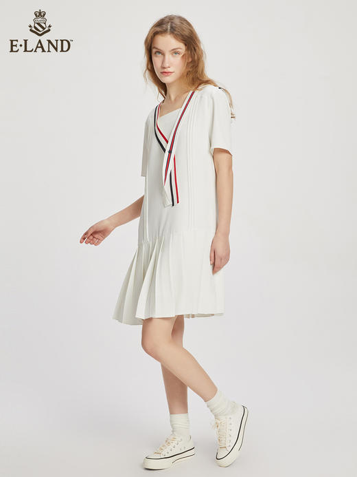 ELAND衣恋个性时尚撞色条纹设计感小众连衣裙女EEOWC24H1M 商品图1