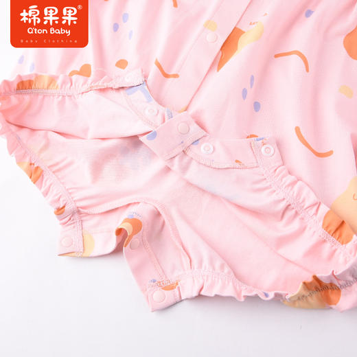 棉果果夏季女童纯棉大翻领对开短袖连体衣M222722222315 商品图3