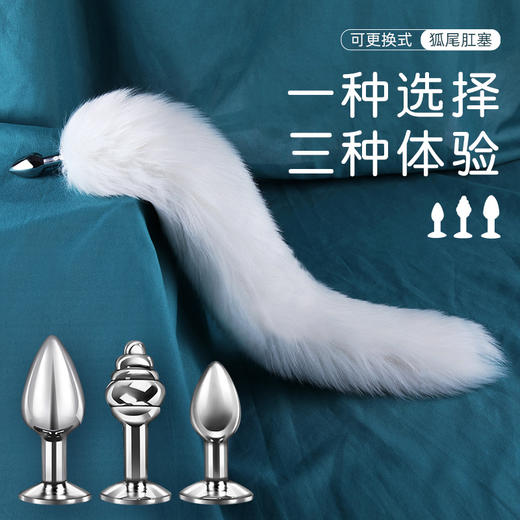 谜姬 肛塞后庭狐狸尾巴肛情趣用品门开发成人夫妻性用品另类玩具变态小号可更换式金属不锈钢尾巴插入式 三头可换白狐尾 商品图0