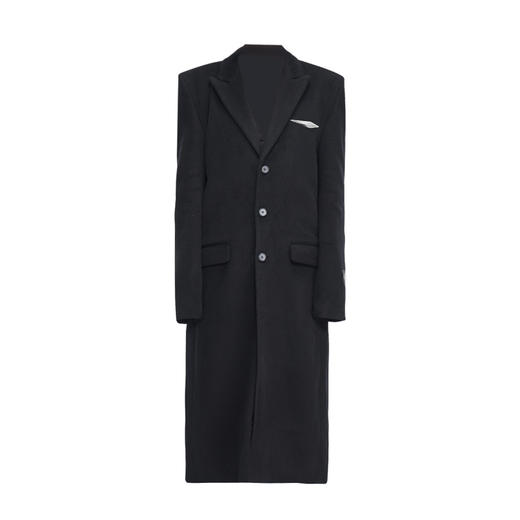   NUTH 秋冬宽肩修身毛呢中长款黑色毛呢大衣呢子羊毛外套女 商品图4