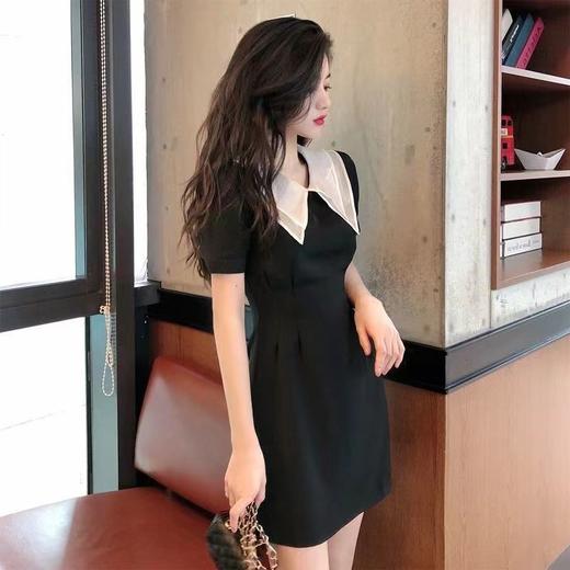 黛唯梵2022新款高腰显瘦小黑裙女翻领名媛气质炸街桔梗连衣裙国庆清明出游 商品图4