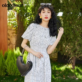 oldcolour2022夏季新品休闲气质垂感短袖连衣裙BO21101001B