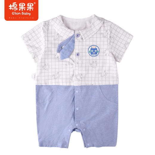 棉果果夏季男童纯棉小绅士短袖对开连体衣M212722222345 商品图1