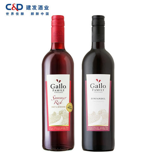 建发酒业 美国原瓶进口红酒 嘉露家族庄园夏日红仙粉黛葡萄酒双支组合装 750ml *2微醺果酒 仙粉黛+夏日 商品图2