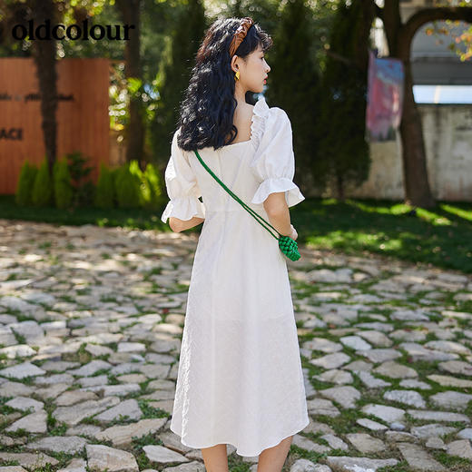 oldcolour2022夏季新品气质方领连衣裙BO21101028B 商品图2