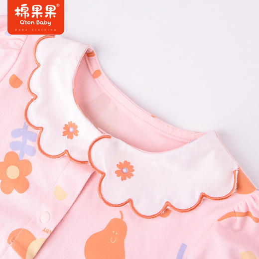 棉果果夏季女童纯棉大翻领对开短袖连体衣M222722222315 商品图1