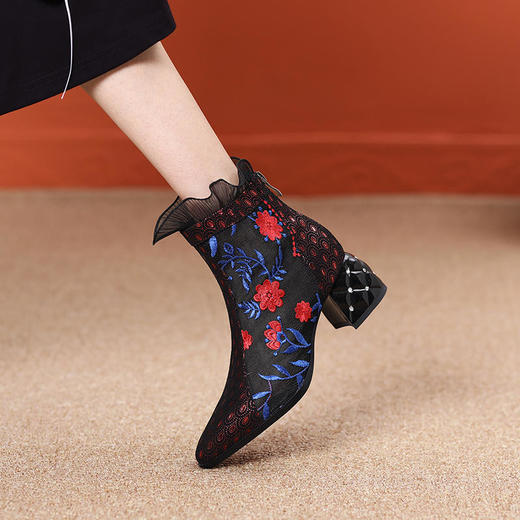 粗跟网纱凉靴，透气镂空高跟网靴 JJ-2003 商品图3