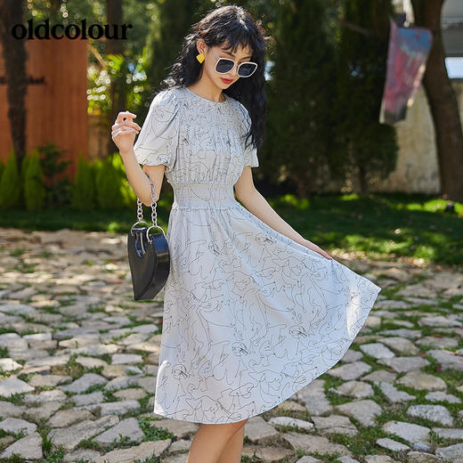 oldcolour2022夏季新品休闲气质垂感短袖连衣裙BO21101001B 商品图2