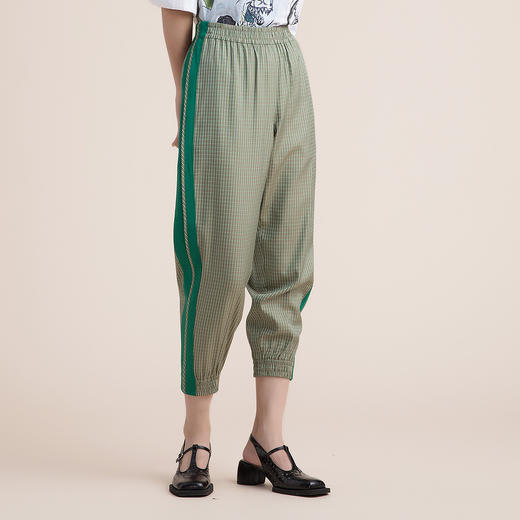 谜底休闲裤女2022夏季新款时尚简约条纹个性九分裤女222MK0583 商品图2
