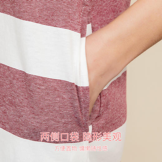 I'd爱帝女士纯棉睡裙中袖可外穿过膝长裙 商品图8