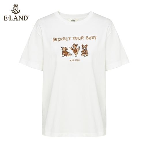 ELAND衣恋2022年春季新款简约纯色宽松休闲设计感时尚柯基T恤女EERAC24E2M 商品图4