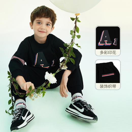 mettekids儿童套装男童外套裤子2022春季新款潮时尚洋气运动童装 商品图2