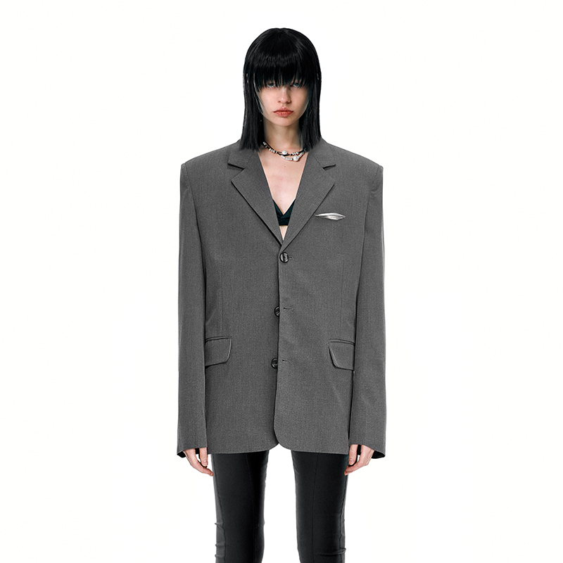   NUTH灰色OVERSIZE宽松百搭西服小众设计师品牌西装
