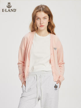 ELAND衣恋新款简约纯色复古甜美短款柯基针织开衫女EECKC23E1M