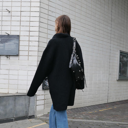   NUTH 宽松POLO开领百搭黑色慵懒针织衫毛衣 商品图3