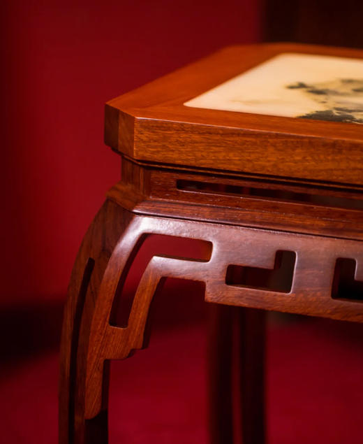 红桥红  家具严选  缅甸花梨（大果紫檀）  【云石面 仿故宫文竹方凳】 商品图4