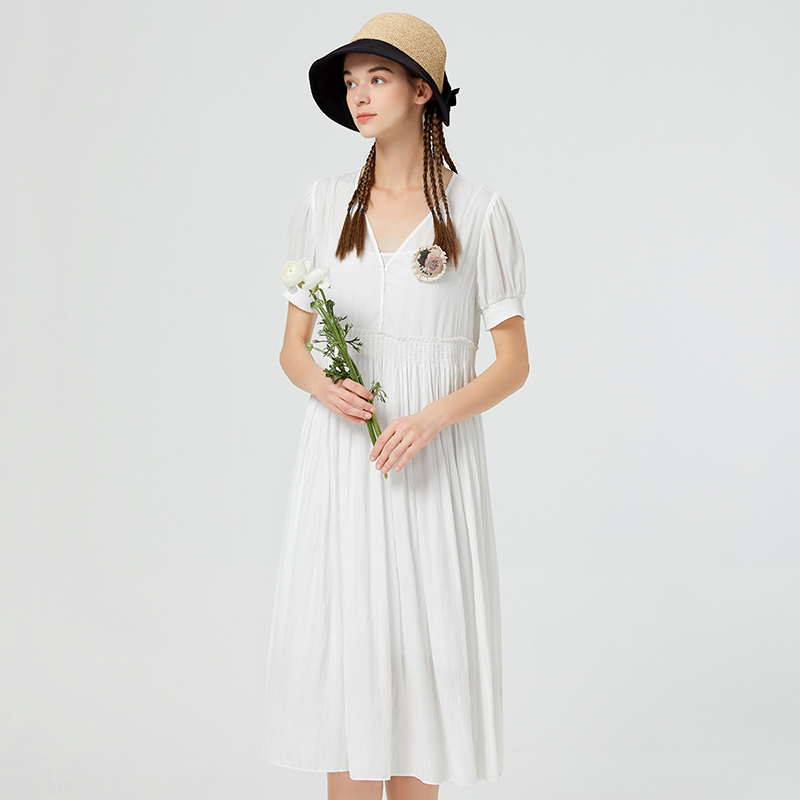 Famecoco范可儿法式连衣裙春夏季女裙子质感高级感轻熟风F223FA057