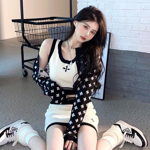 纯欲风甜辣套装2022新款小众外套开衫性感吊带气质包臀裙子三件套国庆清明出游 商品图8