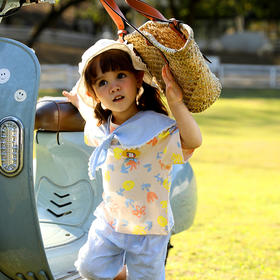 棉果果夏季女童纯棉披肩满印短袖T恤M222140222251