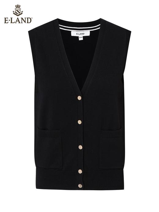 ELAND衣恋温柔甜美气质V领清新复古针织马甲女EEVKC23H1B 商品图4