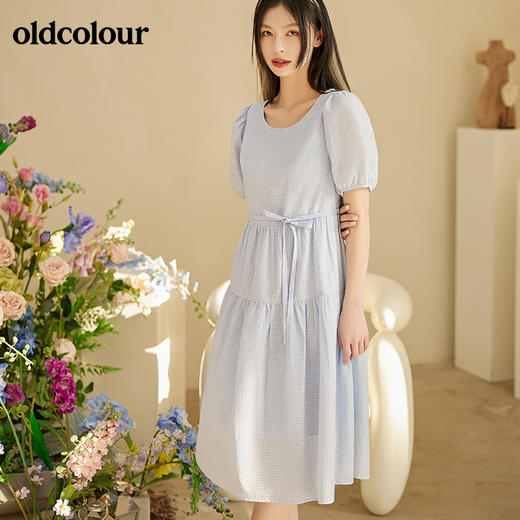 oldcolour2022春夏新款休闲圆领连衣裙BO21101012 商品图4