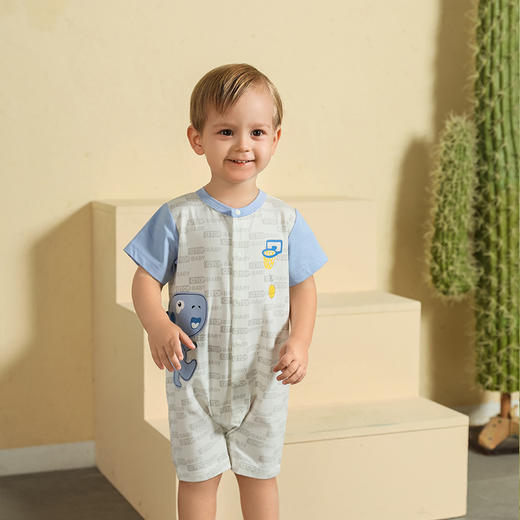 棉果果夏季男童纯棉对开短袖连体衣M212722222280 商品图1