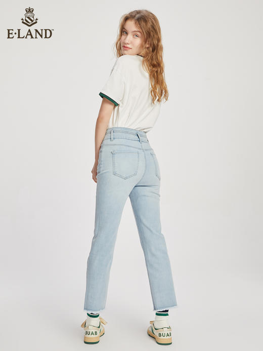 ELAND衣恋2022年春季新款复古时髦浅牛仔色高腰宽松显瘦牛仔裤女EETJC24Q2N 商品图2