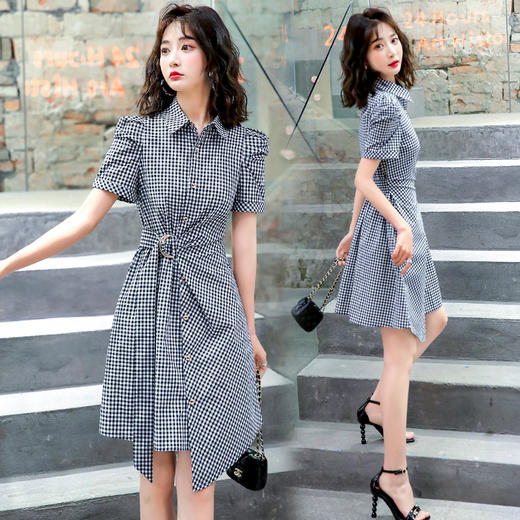 简约时尚，格子优雅气质潮流连衣裙HR-BX2007 商品图0