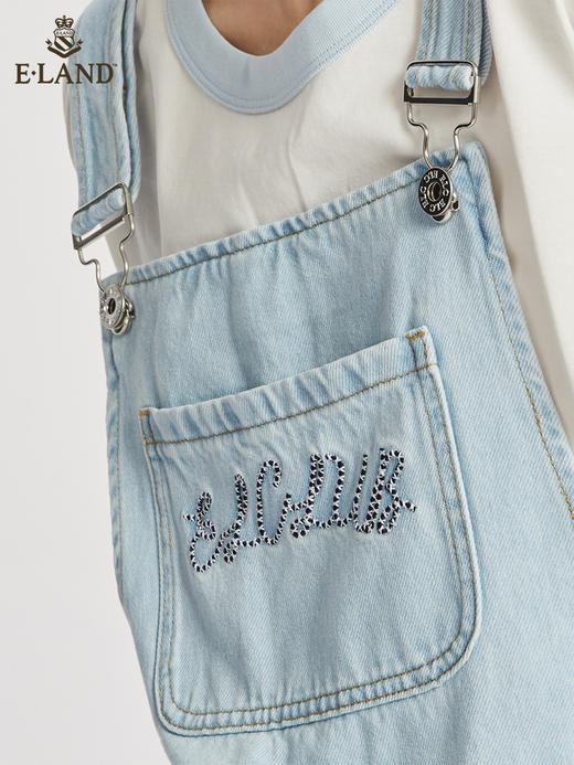 ELAND衣恋元气俏皮甜美可爱显瘦直筒背带牛仔裤女EETJC24Q1N 商品图3
