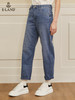 ELAND衣恋2022年春季新款时尚复古设计感高腰宽松显瘦牛仔裤女EETJC23H2C 商品缩略图1