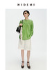 HIDEMI 轻盈风缕感简约设计感轻缎感压褶上衣 沁心绿/奶油米 商品缩略图7