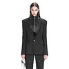   NUTH拼皮打褶宽肩修身廓形黑色西服小高领收腰西装 商品缩略图1