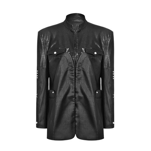 NUTH拼皮立领多结构撞钉装饰皮西服外套 商品图4