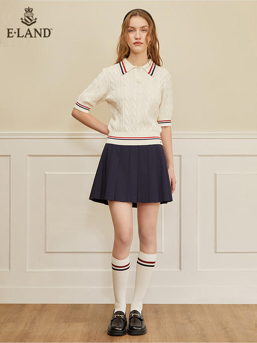 ELAND衣恋学院风高腰显瘦小个子百褶裙半身裙女EEWHC23H1C 商品图0