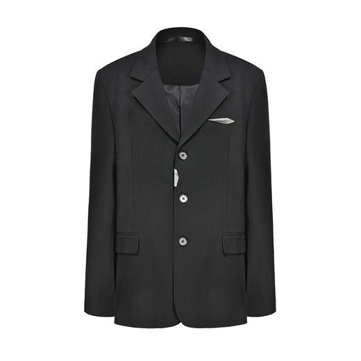   NUTH黑色基础款OVERSIZE百搭西装金属标装饰西服 商品图3