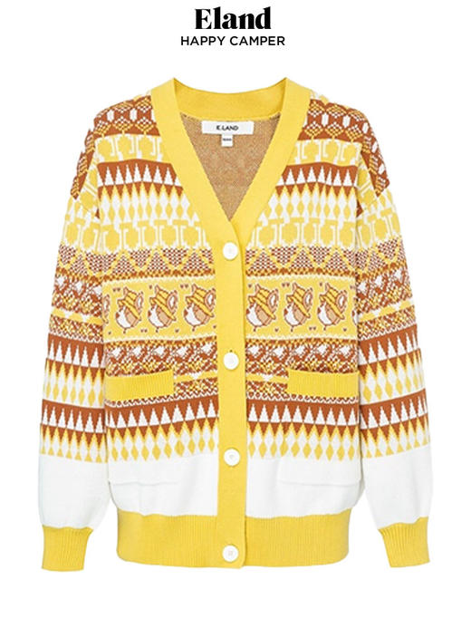 ELAND衣恋学院风甜美复古气质V领针织开衫女EECKC23Q1N 商品图4