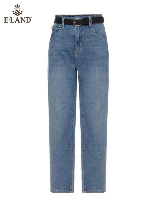 ELAND衣恋2022年春季新款时尚复古设计感高腰宽松显瘦牛仔裤女EETJC23H2C 商品图4