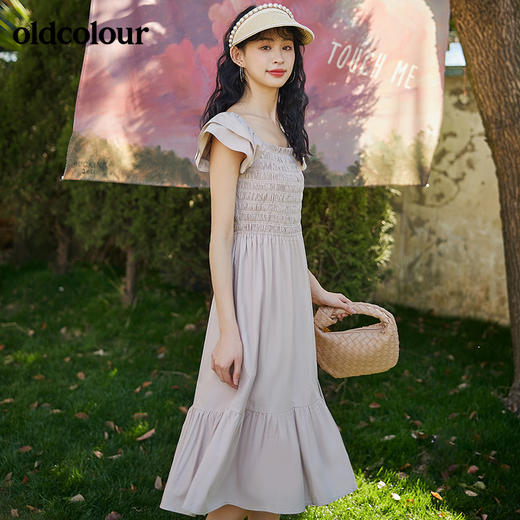 oldcolour2022夏季新品休闲垂感短袖连衣裙BO22101025B 商品图3