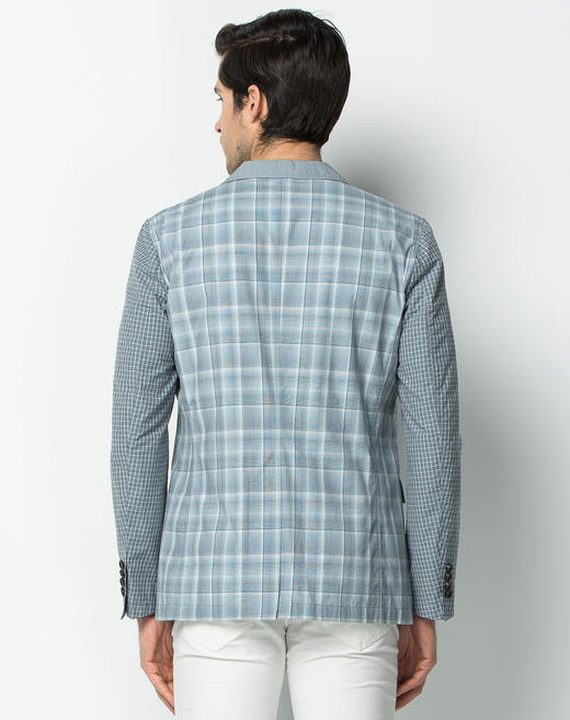 Marco Azzali 意大利进口面料蓝色格子休闲西服 H3201700 商品图1