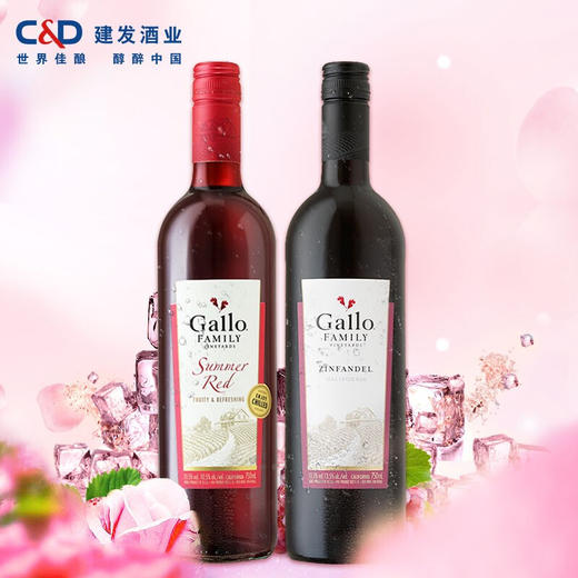 建发酒业 美国原瓶进口红酒 嘉露家族庄园夏日红仙粉黛葡萄酒双支组合装 750ml *2微醺果酒 仙粉黛+夏日 商品图1