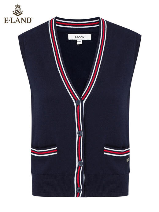 ELAND衣恋青春时尚撞色V领学院风针织马甲女EEVKC23H2B 商品图4