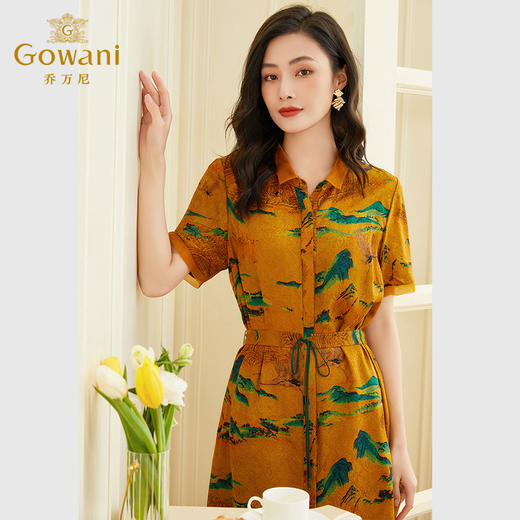 乔万尼真丝连衣裙女夏新款桑蚕丝印花真丝桑蚕丝连衣裙EF2E331 商品图3