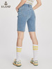 ELAND衣恋2022年春季新款宽松休闲时尚两粒扣复古时髦牛仔短裤女EETJC24H3B 商品缩略图2