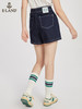 ELAND衣恋复古别致宽松显瘦不规则裤腰牛仔短裤女EETJC24H4M 商品缩略图2