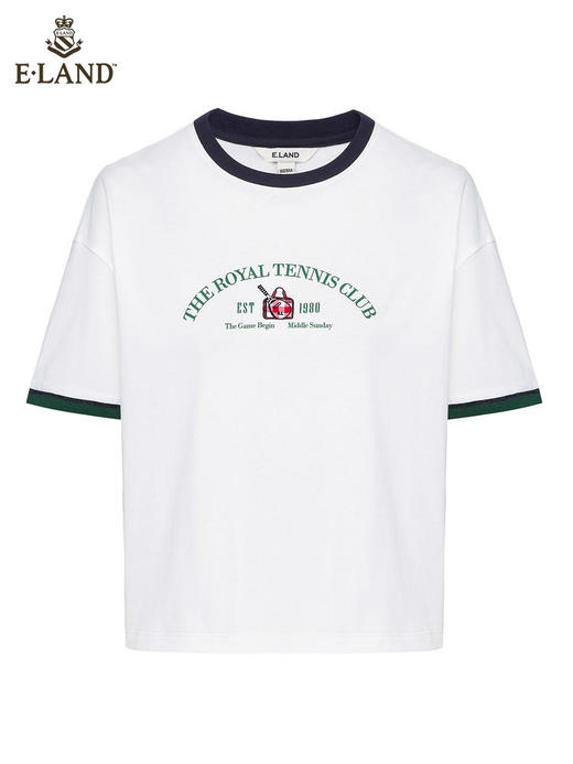 ELAND衣恋2022年春季新款小个子美式复古宽松显瘦纯色T恤短上衣女EERAC24N1B 商品图4