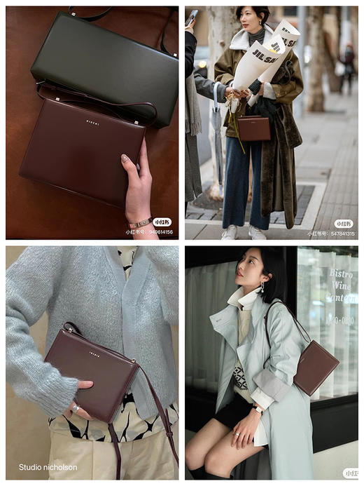 HIDEMI 经典牛皮可拆卸双肩带box豆腐包中号  黑色/冰蓝色/砖红色/开心果绿 商品图4